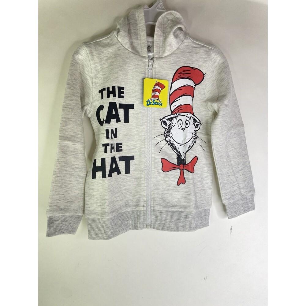 Dr. Seuss The Cat In The Hat Long Sleeve Zip Up Hoodie Boys Girl Size 5